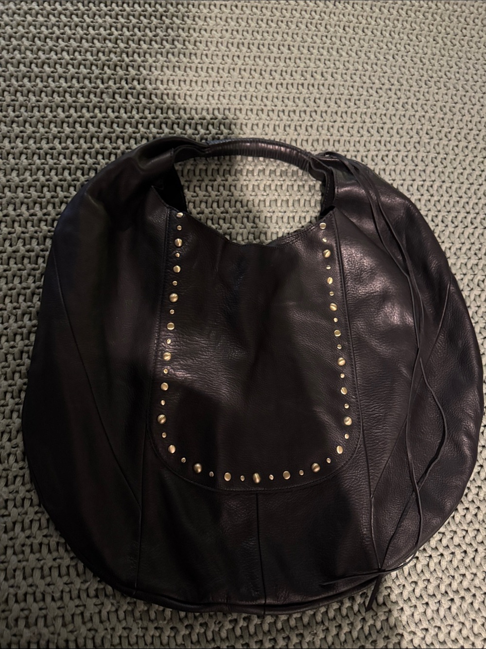 HOBO Large Black Leather Hobo with Gold Stud Accents - Picture 6 of 6